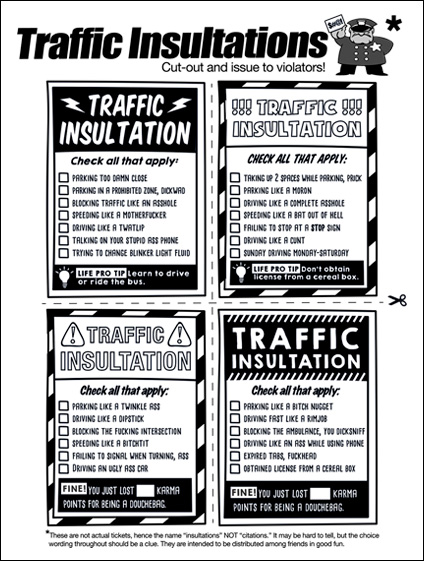 Road-Rage-Coloring-Book-Free-Page-Insultations - Swear Word Coloring Book