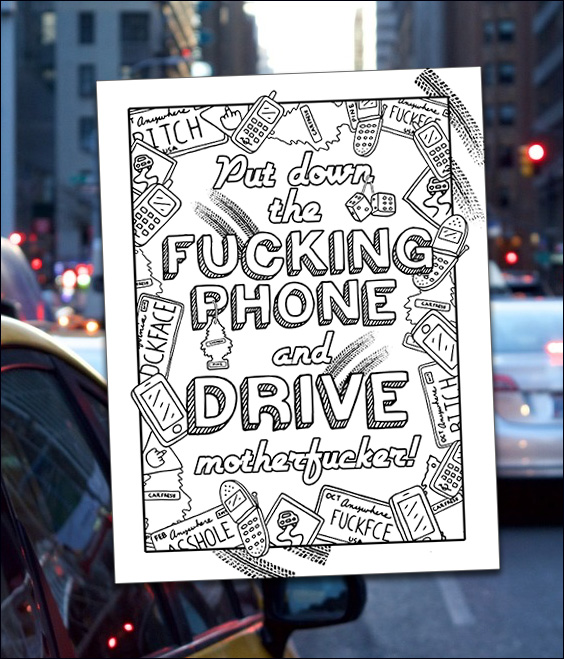 Road-Rage-Coloring-Page-Printable-put-down-the-phone - Swear Word ...