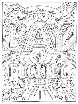 SWCB-Ray-of-Sunshine-Free-Coloring-Page-show - Swear Word Coloring Book